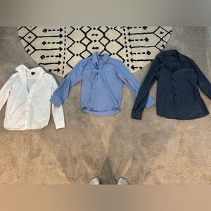 Classic Kids Button-Up Shirt Set - White, Blue, and Navy Blue